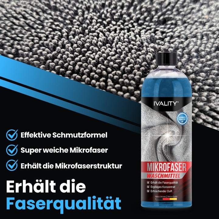 Mikrofaser Waschmittel 1L mit Messbecher – Spezialwaschmittel für Mikrofasertücher, Polier- & Trockentücher